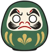 Green Daruma doll at DARUMA LAB. — healing, health, safety, balance