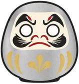 Silver Daruma doll at DARUMA LAB. — intuition, persistence, insight, change